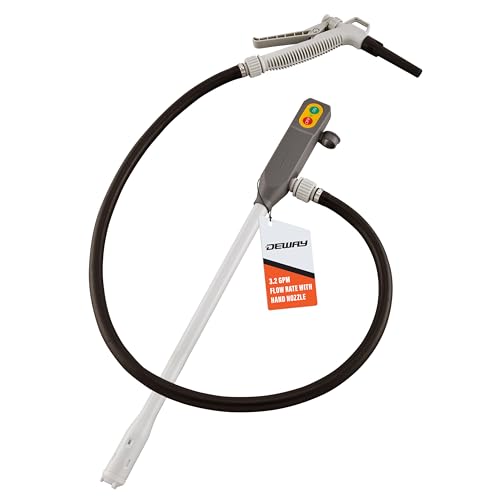 Deway Stick Fuel Pump, Trigger Nozzle, 51in Rubber Hose, 4-AA, 3.2 GPM - style: Hand-Trigger Nozzle w/ Rubber Hose