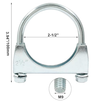 2-1/2" U Bolt Muffler Exhaust Clamp， Pack of 2 - size: 2-1/2",2PCS
