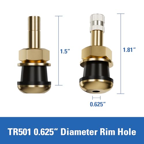 CKAuto TR501 Metal Clamp-in Tire Valve Stems, 1.5" Eff. Length, 10 Pcs/Pack - color: TR50110