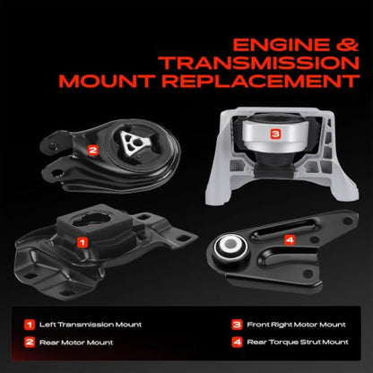 A-Premium Engine Motor and Transmission Mount Kit, with Torque Strut Mount
