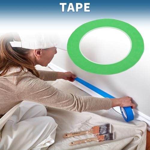 Painters Tape Easy Removal Fine Width 1.5mm Tape 0.06 Inches x 52.5 Yards Green - color: Green, size: 0.06 Inches x 52.5 Yards