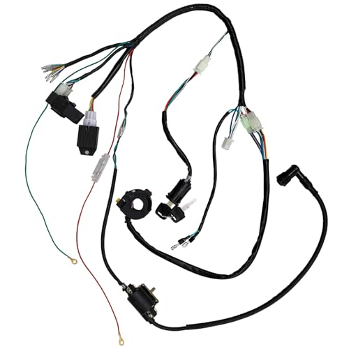 Kick Start Wiring Harness Kit with Light Wires CDI Ignition Coil Regulator Key Switch for Lifan YX 50cc 70cc 110cc 125cc 140cc Pit Bike Trail Dirt Bike ATV CRF50 XR50 CRF70 XR70