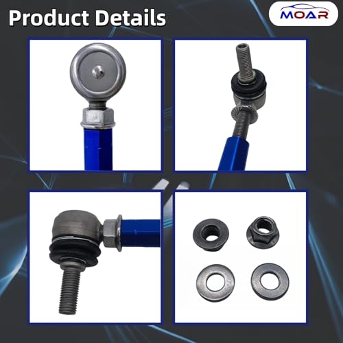 MOAR 5.91-7.87' M12 Adjustable Front Suspension Sway Stabilizer Bar End Link Kit 2 PCS Left & Right For Reduced Body Roll 360°Swivel With Length And Angle Maintenance Vehicle X152012 - color: X152012
