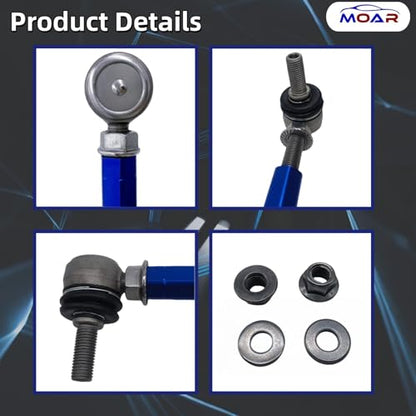 MOAR 5.91-7.87' M12 Adjustable Front Suspension Sway Stabilizer Bar End Link Kit 2 PCS Left & Right For Reduced Body Roll 360°Swivel With Length And Angle Maintenance Vehicle X152012 - color: X152012