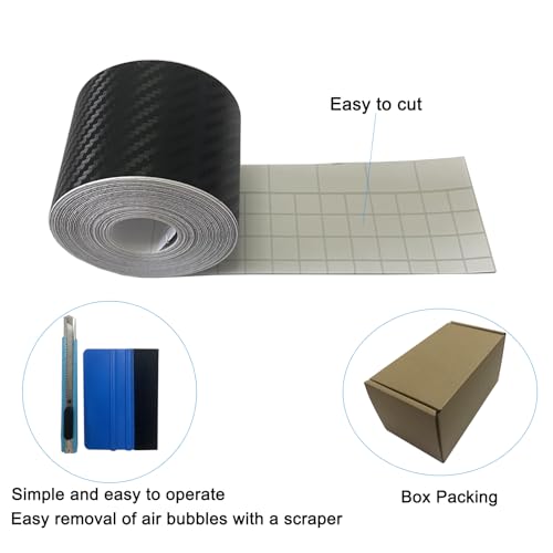 Carbon Fiber Vinyl Tape for Black Out Chrome Delete Window Trim with Tool Kit, Black Vinyl Wrap Tape Roll, Self-Adhesive Car Chrome Door Trim Delete Tape DIY Film (2 inches x 30 feet) - size: 2 inches x 30 feet