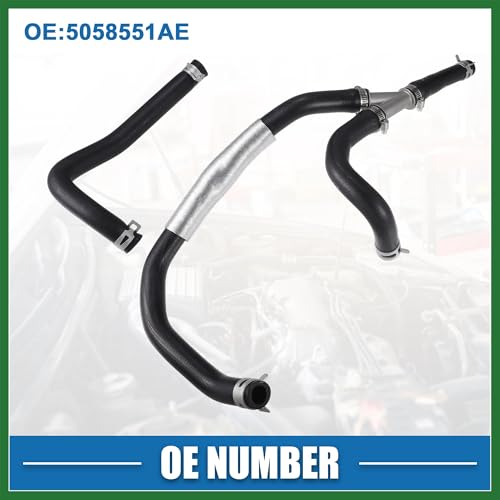 Motoforti Engine Heater Hose Assembly No.5058551AE HVAC Inlet and Outlet Heater Hose for Dodge Journey 2009-2010 Rubber Black Long-lasting