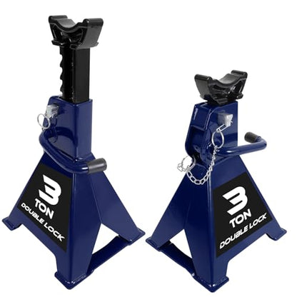 TCE 3 Ton Steel Double Locking Jack Stands, 3 Ton Car Jack with Wide Base - size: 3 Ton (6,000 lb)