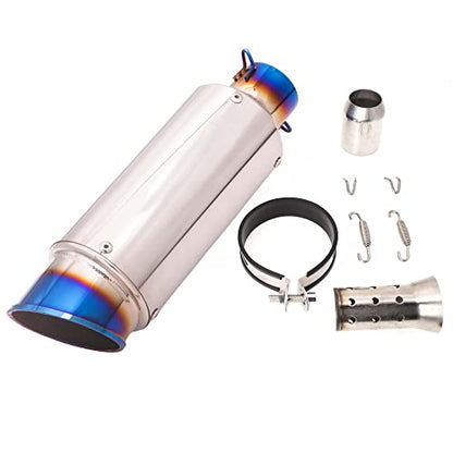Universal Slip on Modified Exhaust Mufflers with Silencers Compatible with Motorcycle Grom ATV Dirt Bike Street Bike Scooter Pipe Diameter 38mm-51mm Exhaust,Electroplated Blue - color: Electroplated Blue