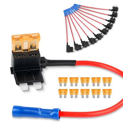 Nilight 10 Pack 12V Add-a-Circuit Standard ATO/ATC Fuse Tap Adapters 5A - color: 10Pcs Standard