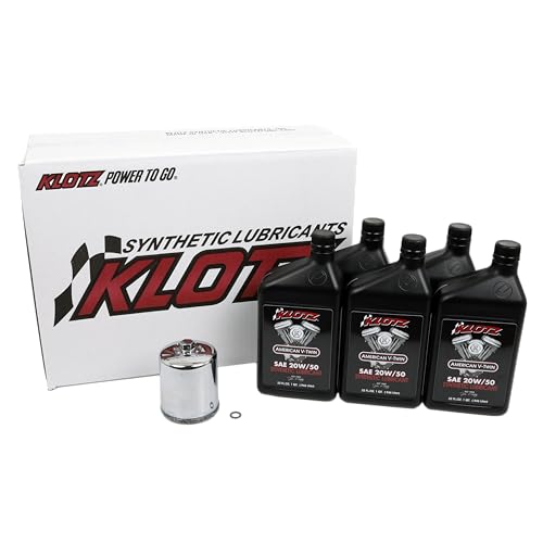 Klotz 5 Quart 20W/50 Synthetic Motor Oil Change Kit for 1986-2022 Evolution Sportster – Basic Kit - size: 5 Quart Basic - Evolution Sportster