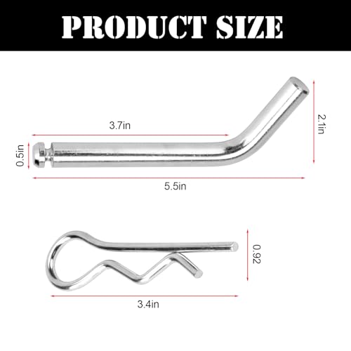 4 Pcs Replacement 5th Wheel Pins and Clips, 1/2 Inch Diameter Fits 5th Wheel Hitch and 5th Wheel Rail Gooseneck Hitches