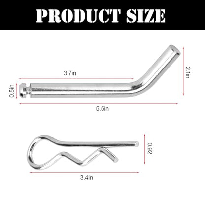 4 Pcs Replacement 5th Wheel Pins and Clips, 1/2 Inch Diameter Fits 5th Wheel Hitch and 5th Wheel Rail Gooseneck Hitches