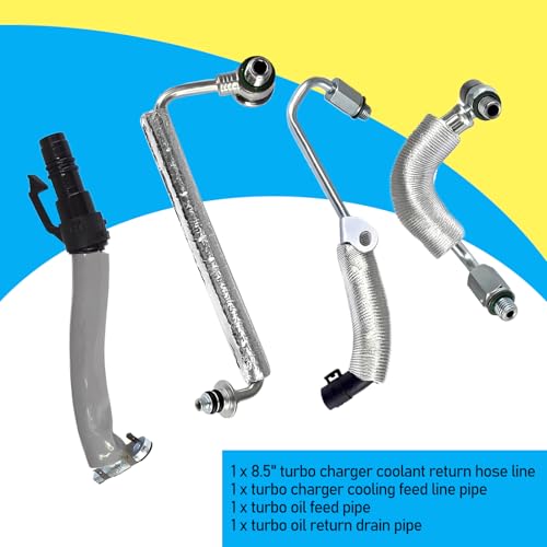 4PCS Turbo Oil Return Drain Line and Oil Feed Pipe Kit Compatible with Chevy Cruze Sonic Trax & Buick Encore 1.4 L4 55568031 55592600 25198546 55567067 55587854