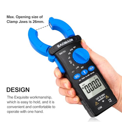 BAOMAIN Digital Clamp Meter 4000 Counts AC Current AC/DC Voltage BM1701