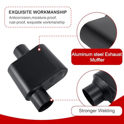 Muffler Single Chamber 2.25 Universal Mufflers Performance Muffler 2.25 inch exhaust replacement,Aggressive Deeo Sound,Black(2.25" offset in/center out/overall 13") - size: 2.25" offset in | 2.25" center out | overall 13", style: Offset in | Center out