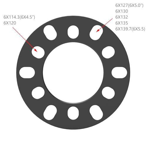 WHEEL CONNECT Wheel Spacer, 6mm Thickness(1/4inch), Fit 6 Lugs Pattern 6x114.3, 6x120, 6x127, 6x130, 6x132, 6x135, 6x139.7,Forged 6061 Aluminum, Anodised Black Surface, Pack of 2. - size: 6x114.3/120/127/130/132/135/139.7-6mm(1/4in)