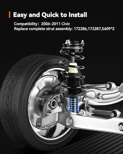 PROEZE Front and Rear Strut Shock Assembly for 2006-2011 Civic - size: 2006-2011 Honda Civic-Front&Rear
