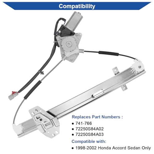 Obaee Window Regulator with Motor Front Left Driver Side, Replace 741-766 - size: Front Left Driver Side