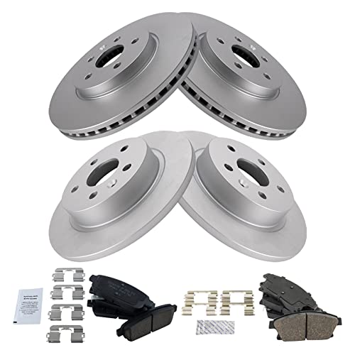TRQ Front and Rear Brake Pad and Rotor Set Ceramic G Coated Solid Rotors