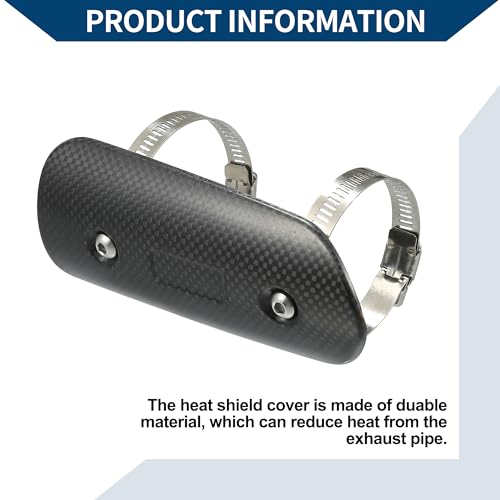 Muffler Heat Guard with Clamp/Exhaust Pipe Head Shield Cover for Motorcycle/Heat Insulation Carbon Fiber 145x62mm / 1 Set Black