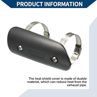 Muffler Heat Guard with Clamp/Exhaust Pipe Head Shield Cover for Motorcycle/Heat Insulation Carbon Fiber 145x62mm / 1 Set Black