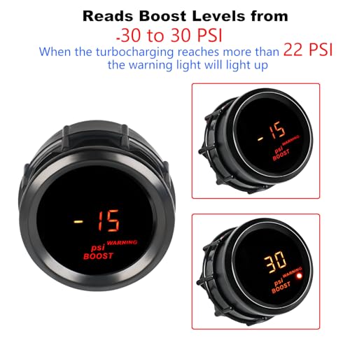 2inch 52mm Turbo Boost Gauge Meter Kit 30PSI DC12V with Boost Sensor - color: Turbo Boost Gauge