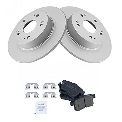 TRQ Rear Brake Pad and Rotor Set Ceramic Solid Rotors 11.1 in 5-Lug - style: BKA14741