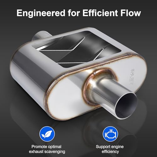 Performance Exhaust Muffler 3" Center In/Out Stainless 13” Length - size: 3" Center In/Out