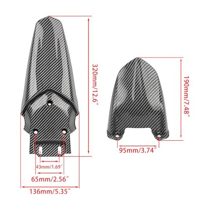 Motorcycle Fender Assembly Set Mudguard Number Plate Compatible with Talaria Sting MX3 MX4 Electric Dirt Bike Imitation Carbon Fiber - color: Front Tail Fender, size: Carbon Fiber