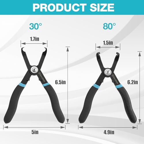 DURATECH Push Pin Pliers Set with 30 Degree and 80 Degree Offset Jaws