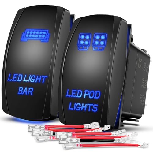 Nilight 2 Pack Led Pod Lights Rocker Switch Light Bar 5 Pin Blue - color: Blue, size: LED LIGHT BAR+LED POD LIGHTS