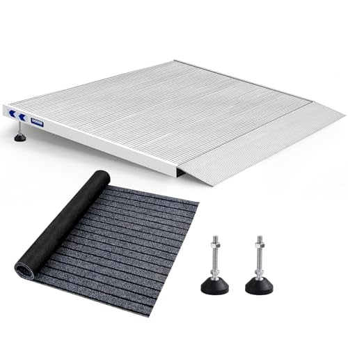 Adjustable Threshold Ramp for Doorways, 36" L×36" W & 3.2-7.1" Height - size: 36" x 36" & 3.2-7.1" Rise Adjustable