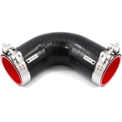 ID 3 inch 90 Degree Elbow 5-Ply Silicone Coupler Hose 102mm Leg Length with 2 Heavy Duty Stainless Steel T-Bolt Hose Clamps Wall Thickness 6mm for Turbo/Intake Exhaust/Intercooler Coolant - size: ID 3" 5-Ply