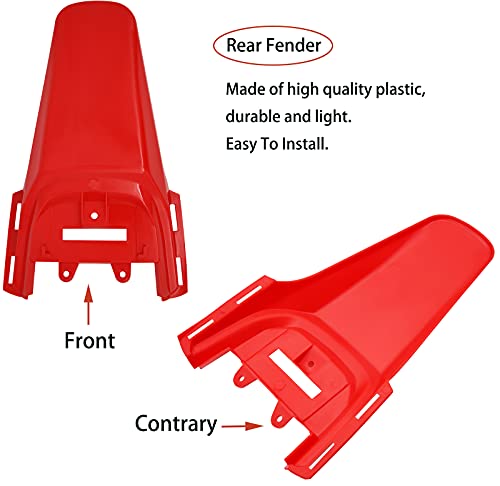 Kie CRF50 Plastic Kit XR50 Fender Kit Red White Fairing Fender Kit - Motorcycle Fender Fairing Body Work Kit Compatible with Honda CRF 50 XR 50 SDG SSR 107 110 125 Pit Dirt Bike