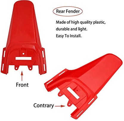 Kie CRF50 Plastic Kit XR50 Fender Kit Red White Fairing Fender Kit - Motorcycle Fender Fairing Body Work Kit Compatible with Honda CRF 50 XR 50 SDG SSR 107 110 125 Pit Dirt Bike