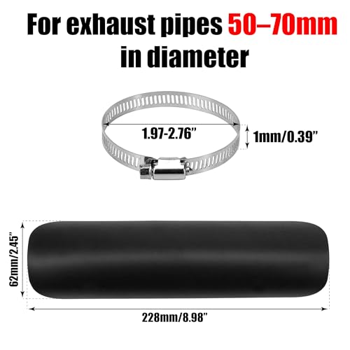 Motorcycle Exhaust Pipe Heat Shield for Leg, Universal Automotive Black Metal Steel Muffler Cover Guard Protector, Curved Style with 2 Clamps, Accessory for Motorbike MiniBike Dirtbike 50-70mm Pipe