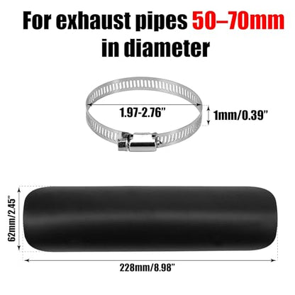Motorcycle Exhaust Pipe Heat Shield for Leg, Universal Automotive Black Metal Steel Muffler Cover Guard Protector, Curved Style with 2 Clamps, Accessory for Motorbike MiniBike Dirtbike 50-70mm Pipe