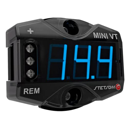 Stetsom MiniVT Digital Display Mini Voltmeter High Accuracy Blue LED 7V~30V Automotive Car Motorcycle Battery Voltage Panel Meter Easy Connection Remote Power for Car Audio Systems