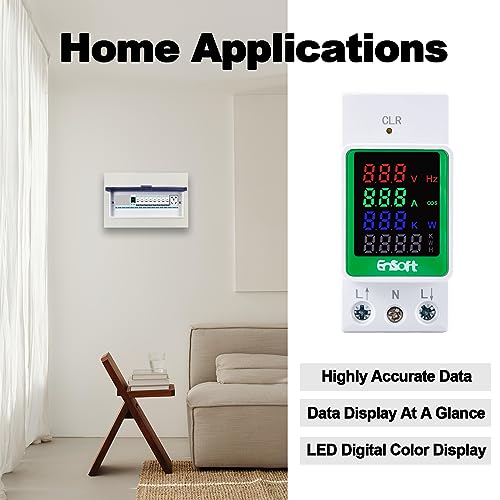 AC Digital Energy Meter, AC 80-270V 100A Ammeter Voltmeter (Built-in CT)