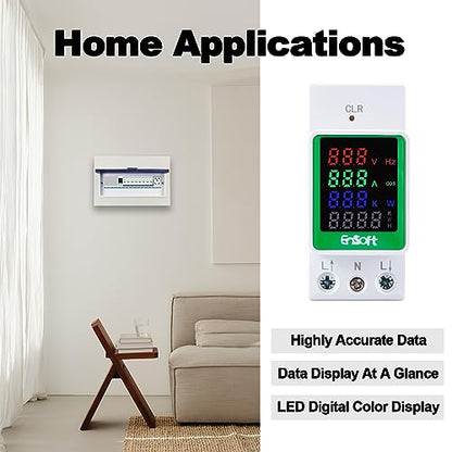 AC Digital Energy Meter, AC 80-270V 100A Ammeter Voltmeter (Built-in CT)
