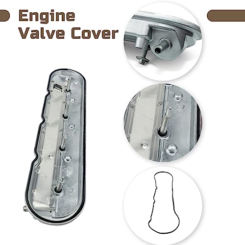 Left Driver Side Engine Valve Cover with Gaskets & Bolts Fit For GMC Sierra Yukon Envoy | Chevy Silverado Suburban Trailblazer Camaro | Pontiac Firebird G8 Replace # 12570427 264-965