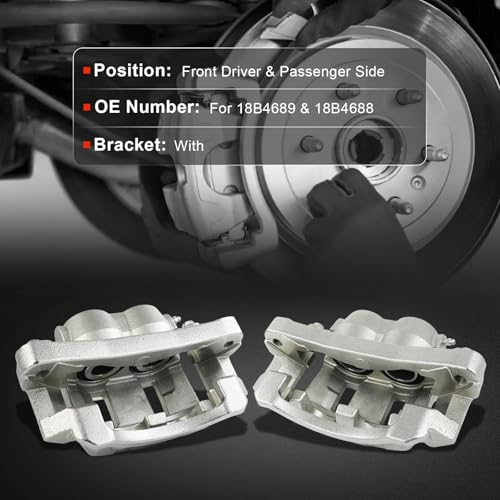cciyu Front Left & Right Disc Brake Calipers With Bracket 18B4689 18B4688 - size: Front[18B4689+18B4688]