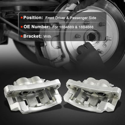 cciyu Front Left & Right Disc Brake Calipers With Bracket 18B4689 18B4688 - size: Front[18B4689+18B4688]