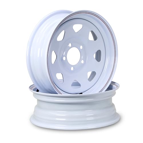 Free Country Trailer Tire Wheel ST205/75R15 8PR 107N 5X4.5 White Spoke Pk2 - size: ST205/75R15 /8PR /5x4.5