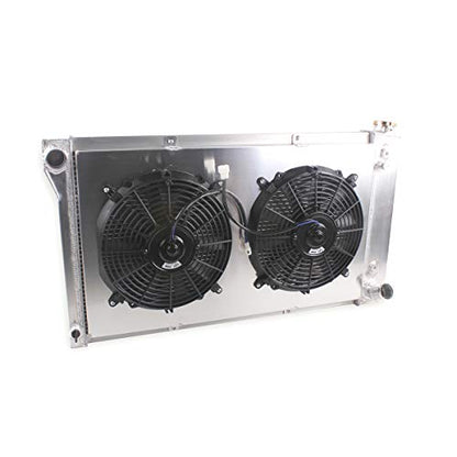 3 Rows Core Flow Full Aluminum Cooling Radiator Shroud+2Fans For - size: 73