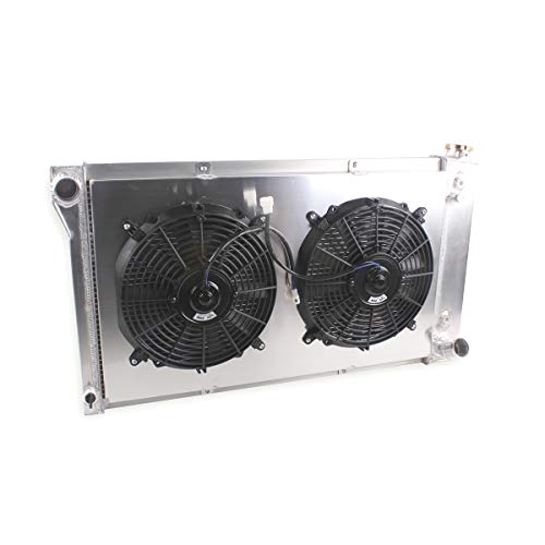 3 Rows Core Flow Full Aluminum Cooling Radiator Shroud+2Fans For - size: 73