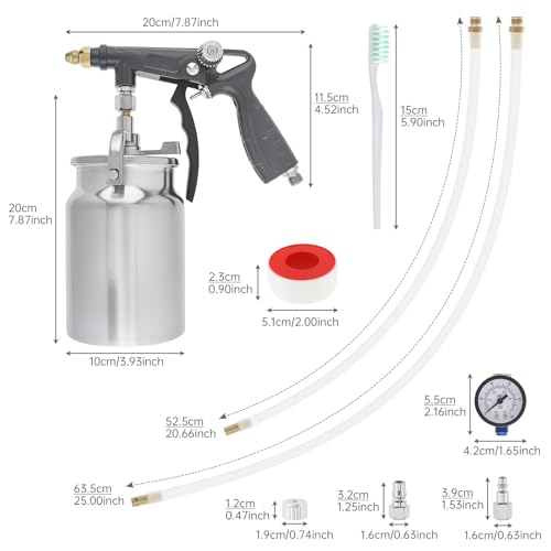 ChgImposs Undercoating Spray Gun Kit, 34 fl oz / 1 Liter Cup, Rust Proofing Gun for Truck Bed Liner, Car Underbody Coating, Rubberized Protective Spray Tool with Hoses (Grey) - color: Gray