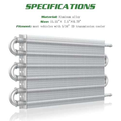 Universal 5/16" Transmission Oil Cooler Kit, Aluminium alloy 6 Pass Tube and Fin Oil Cooler Kit with Hose Mounting Kit, Silver - color: Silver, size: 6 Pass
