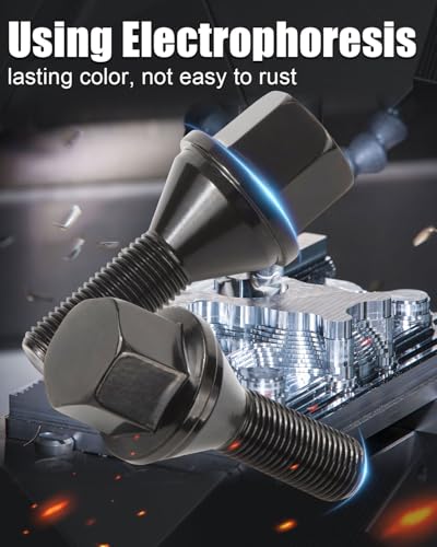 GAsupply M12x1.25 OEM Lug Bolt Black, 28mm Shank Cone Seat 3/4" Hex, 20pcs - color: Black, size: 20pcs