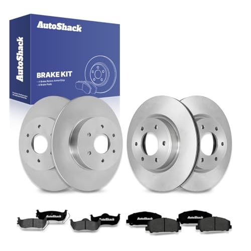AutoShack Front Vented & Rear Solid Coated Rotors & Premium Pads - style: ArmorStop & Premium Pad